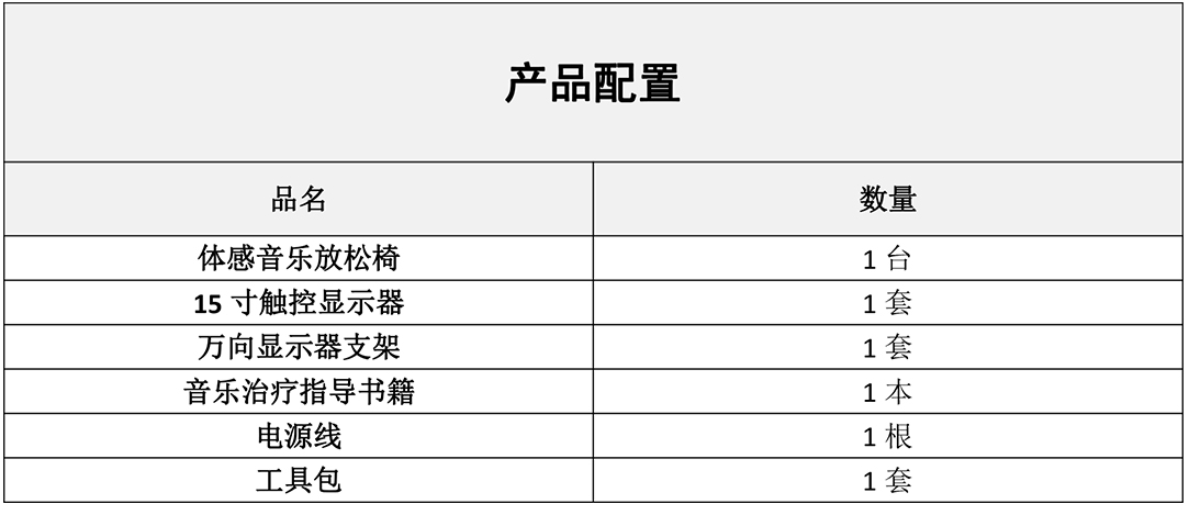 體感型音樂放松椅配置