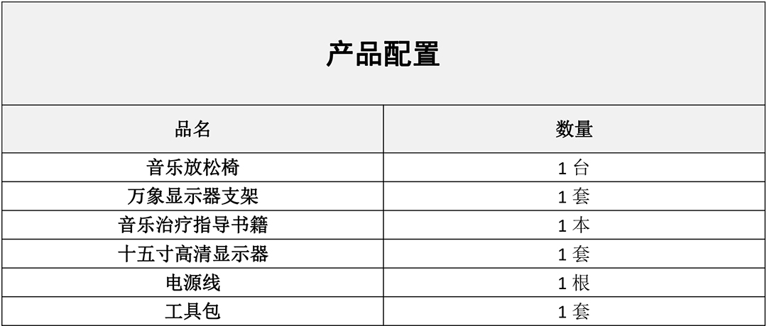 普通按摩放松椅配置表